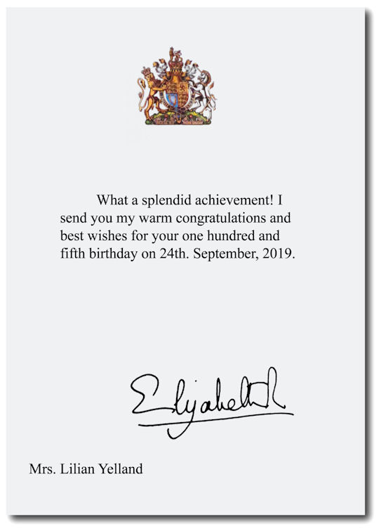 Lilian Yelland's Queen's Letter